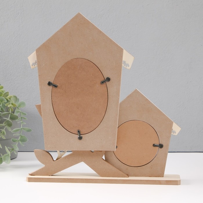 Фоторамка дерево на 2 фото 9х9 и 10х14 см Фоторамка дерево на 2 фото 9х9 и 10х14 см "Домики с птичкой на ветке" 29х5х32 см