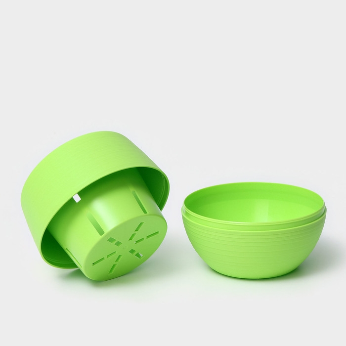 Горшок для цветов с поддоном пластиковый «Япония», 450 мл, d=12см, h=10см, цвет фисташковый Горшок для цветов с поддоном пластиковый «Япония», 450 мл, d=12см, h=10см, цвет фисташковый