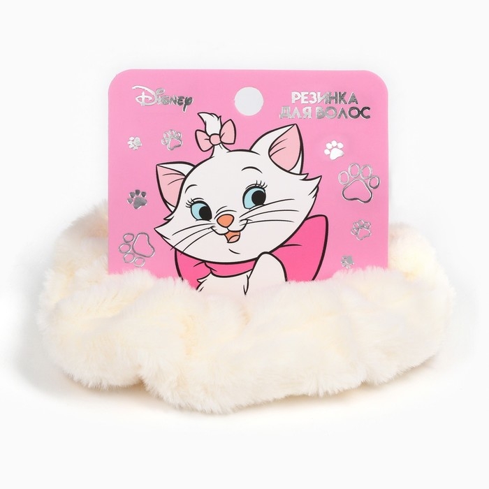 Резинка для волос молочная, пушистая, 11 см, Коты аристократы Резинка для волос молочная, пушистая, 11 см, Коты аристократы