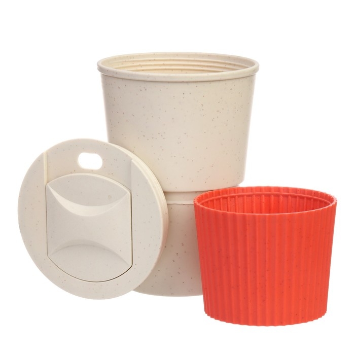Термостакан для кофе, 380 мл, с крышкой, 12.4 × 8.6 см, PP пластик, красный