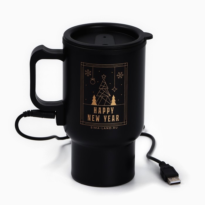 Новый год. Термокружка с USB кабелем «Happy New Year», 450 мл Новый год. Термокружка с USB кабелем «Happy New Year», 450 мл