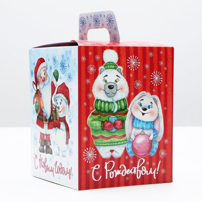 Подарочная коробка Подарочная коробка "Веселый Новый год", 12,4 х 13,4 х 15,6 см