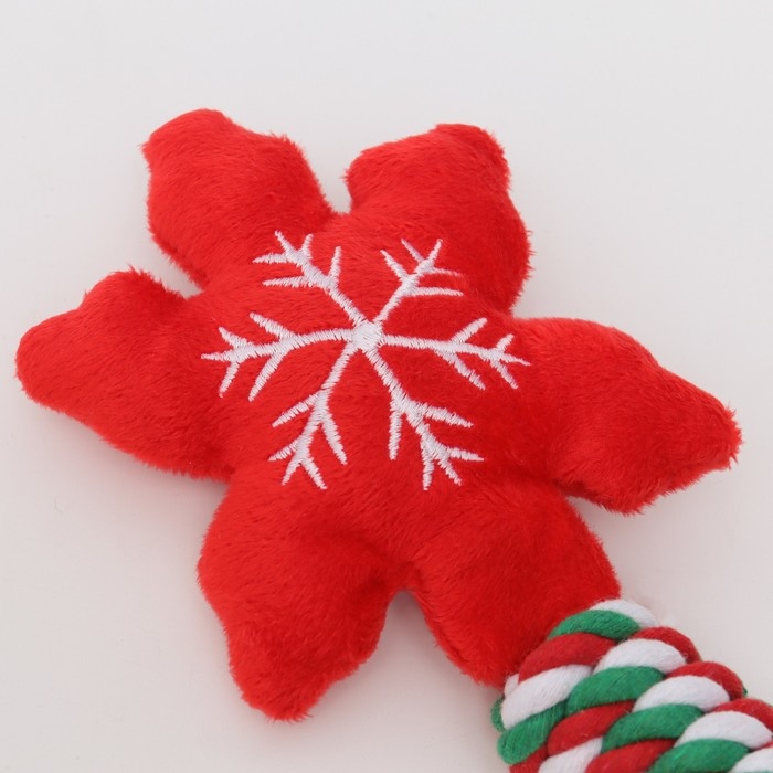 Игрушка пищащая, мягкая для собак  Игрушка пищащая, мягкая для собак "Снежинка" с канатом, 32 см