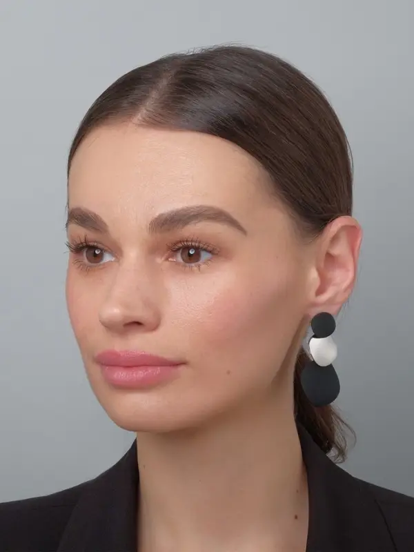 Серьги &laquo;Трио круги&raquo;, чёрные в серебре