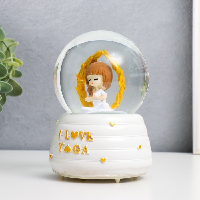 Сувенир полистоун водяной шар свет, музыка Сувенир полистоун водяной шар свет, музыка "Девочка занимается йогой" МИКС 12х8х8 см
