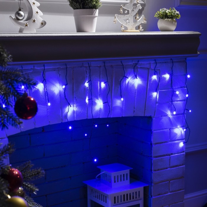 Гирлянда «Бахрома» 1.8 × 0.5 м, IP20, тёмная нить, 48 LED, свечение синее, 8 режимов, 220 В Гирлянда «Бахрома» 1.8 × 0.5 м, IP20, тёмная нить, 48 LED, свечение синее, 8 режимов, 220 В