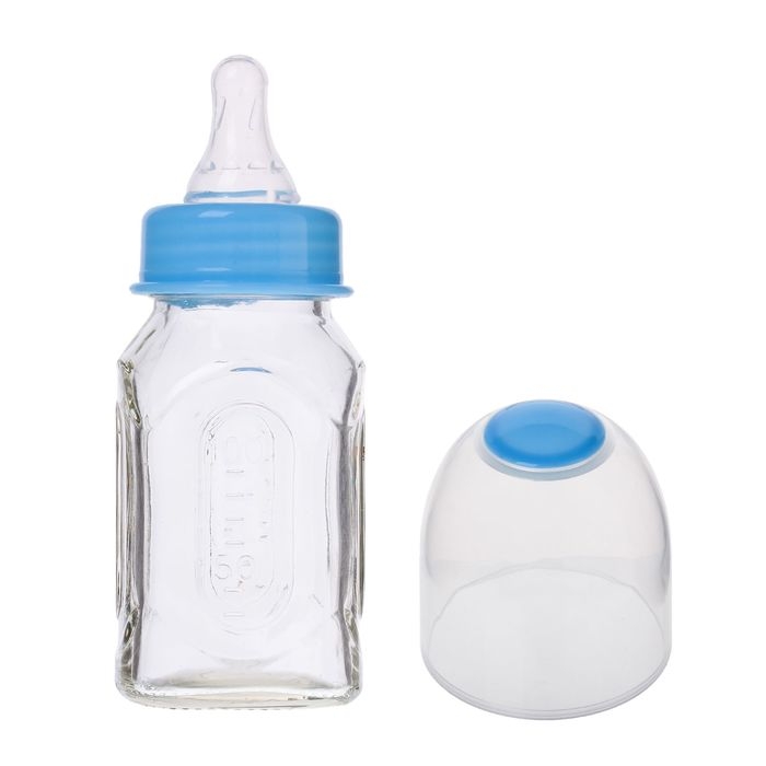 Бутылочка для кормления стеклянная, классическое горло, средний поток, 100 мл., от 0 мес., цвета МИКС Бутылочка для кормления стеклянная, классическое горло, средний поток, 100 мл., от 0 мес., цвета МИКС