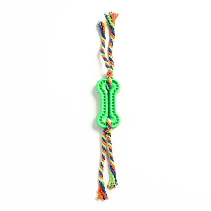 Игрушка жевательная с канатом, 11 х 5,5 см, зелёная Игрушка жевательная с канатом, 11 х 5,5 см, зелёная