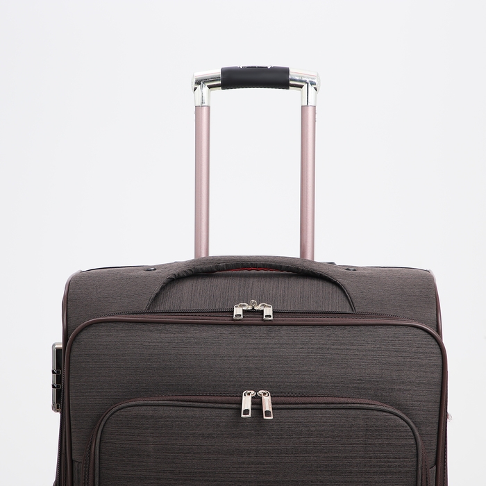 Чемодан большой 95 л (L), отдел на молнии, с расширением, кодовый замок, 4 колеса, наружный карман, цвет коричневый Чемодан большой 95 л (L), отдел на молнии, с расширением, кодовый замок, 4 колеса, наружный карман, цвет коричневый