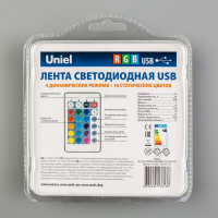 Cветодиодная лента Uniel с пультом ДУ, 3 м, IP20, SMD5050, 30 LED/м, 5 В, RGB