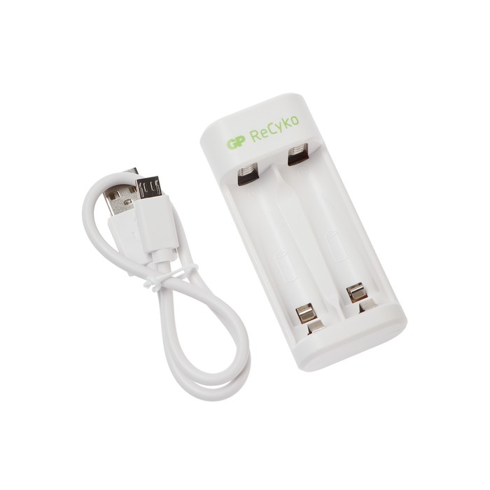 Зарядное устройство GP E211, для аккумуляторов 2хAA/AAA, белый Зарядное устройство GP E211, для аккумуляторов 2хAA/AAA, белый