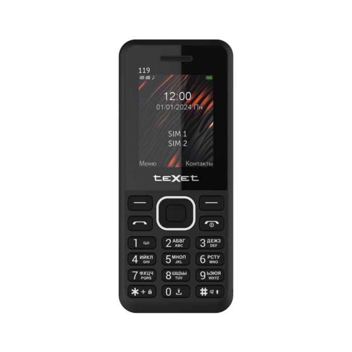 Сотовый телефон TEXET TM-119, 1.77 Сотовый телефон TEXET TM-119, 1.77", 2 sim, 32Мб, FM, 600 мАч, чёрный