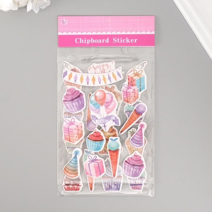 Наклейки для творчества Наклейки для творчества "День рождения" набор 2 листа 22х12,5 см