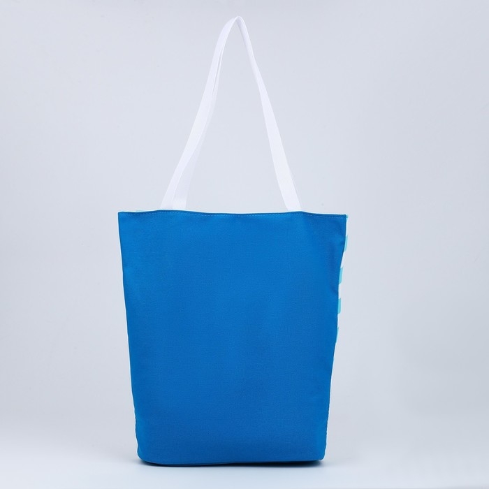 Сумка женская пляжная Nazamok, в полосочку, 39х32 см, голубая Сумка женская пляжная Nazamok, в полосочку, 39х32 см, голубая