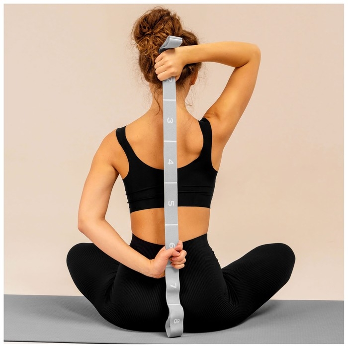 Эспандер-лента ONLYTOP, эластичная, с захватами, 90х4 см, цвет серый Эспандер-лента ONLYTOP, эластичная, с захватами, 90х4 см, цвет серый