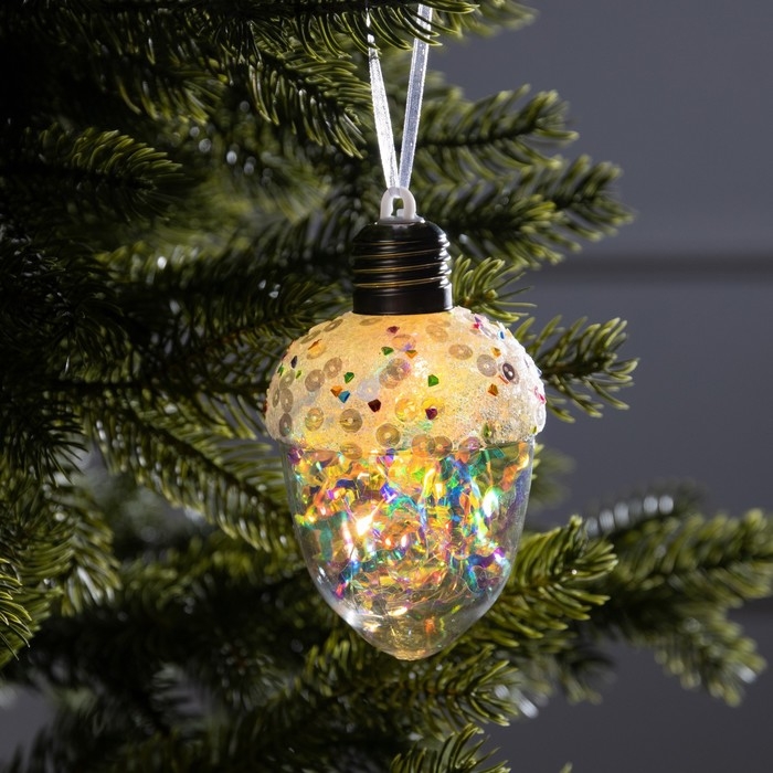 Ёлочный шар «Жёлудь», батарейки, 4 LED, свечение тёплое белое Ёлочный шар «Жёлудь», батарейки, 4 LED, свечение тёплое белое