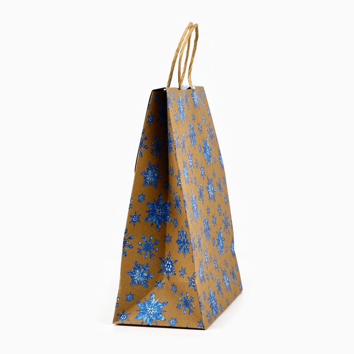 Пакет с клапаном «Снежинки», крафт, глиттер, 19.5 х 10 х 25 см Пакет с клапаном «Снежинки», крафт, глиттер, 19.5 х 10 х 25 см