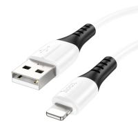 Кабель Hoco X82, Lightning - USB, 2.4 А, 1 м, оплётка силикон, белый