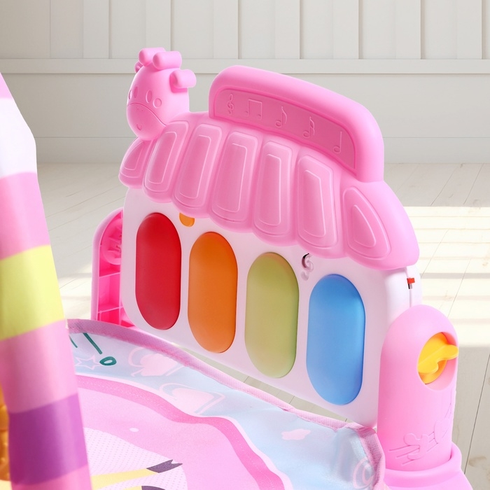 Музыкальный развивающий коврик «Весёлые зверята», цвет розовый Музыкальный развивающий коврик «Весёлые зверята», цвет розовый