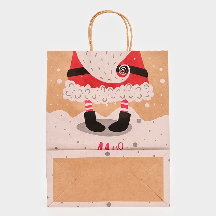Новый год. Пакет бумажный подарочный новогодний крафт Новый год. Пакет бумажный подарочный новогодний крафт "С Новым Годом", 33 × 26 × 12 см.
