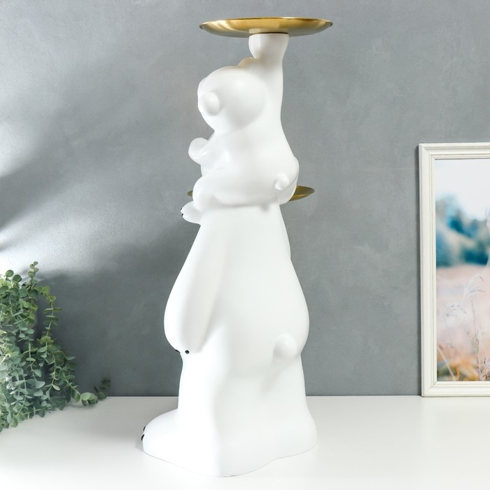 Сувенир полистоун подставка Сувенир полистоун подставка "Белый мишка с медвежонком на плечах" 76х32х32 см