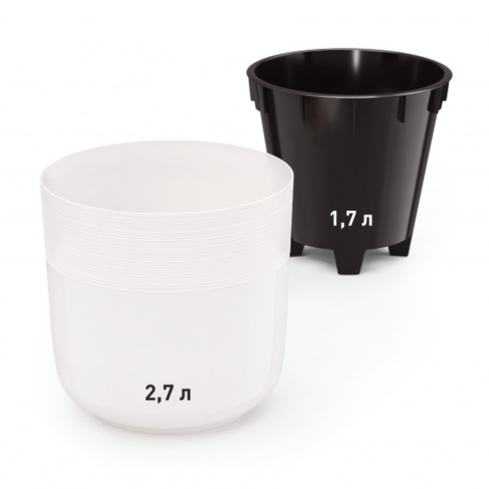 Кашпо для цветов со вставкой «Линель», 2,7 л, d=16 см, h=16 см, пластик, цвет белый
