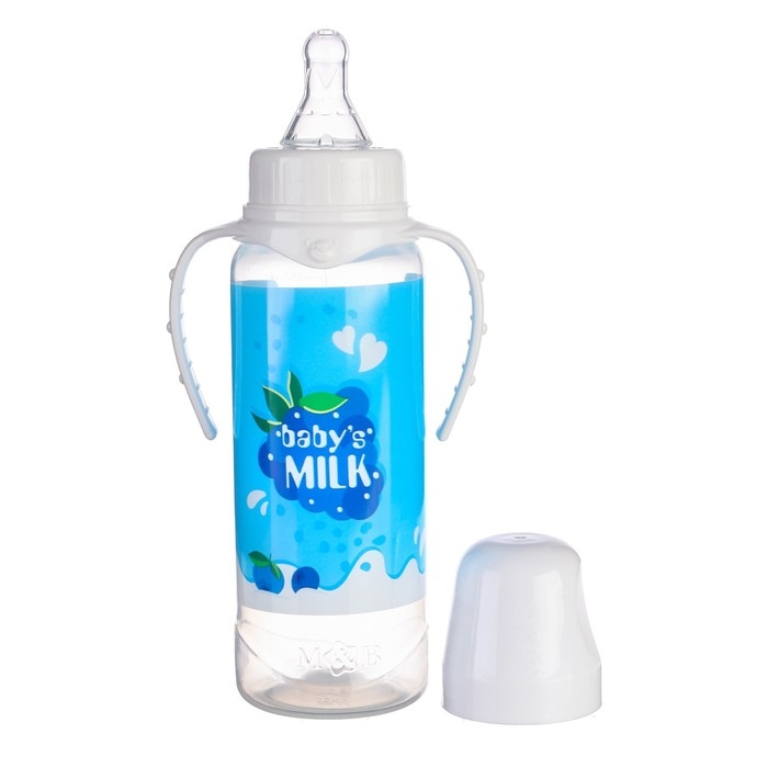 Бутылочка для кормления подарочная «Молочный коктейль», классическое горло, 250 мл., от 0 мес., с соской, с ручками Бутылочка для кормления подарочная «Молочный коктейль», классическое горло, 250 мл., от 0 мес., с соской, с ручками