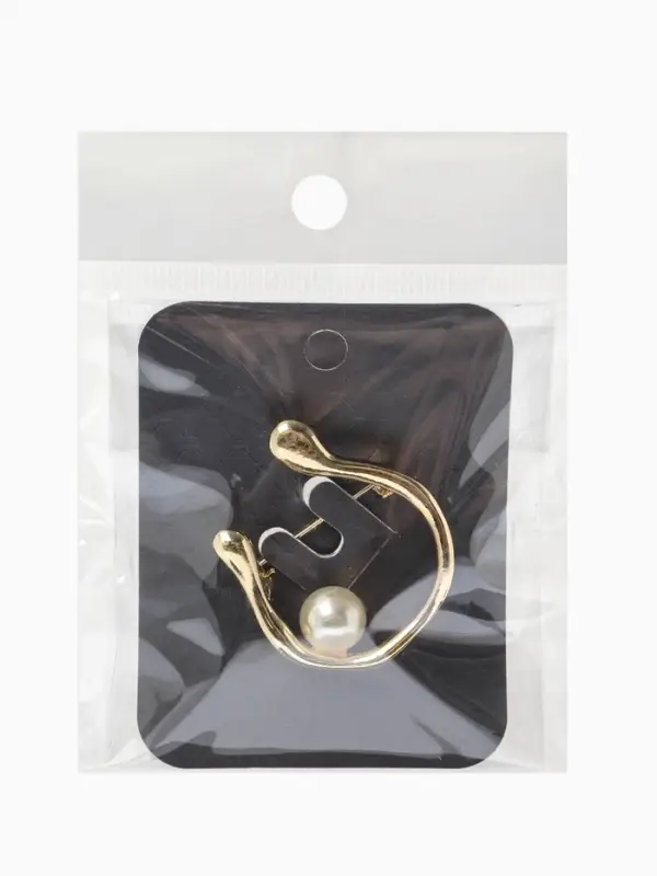 Брошь &laquo;Подкова&raquo;, с бусиной №10, цвет белый в золоте