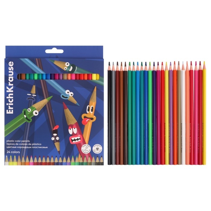 Карандаши 24 цвета ErichKrause Карандаши 24 цвета ErichKrause "Color Friends", пластик, трехгранные, европодвес