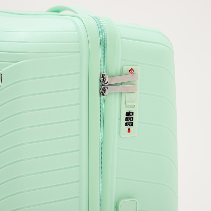 Чемодан большой 100 л (L), отдел на молнии, кодовый замок, 4 колеса, цвет мятный Чемодан большой 100 л (L), отдел на молнии, кодовый замок, 4 колеса, цвет мятный