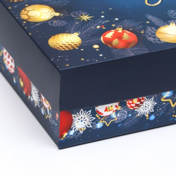 Новый год. Коробка подарочная новогодняя складная, крышка-дно, Новый год. Коробка подарочная новогодняя складная, крышка-дно, "Елочные игрушки", 21 х 15 х 5,7 см