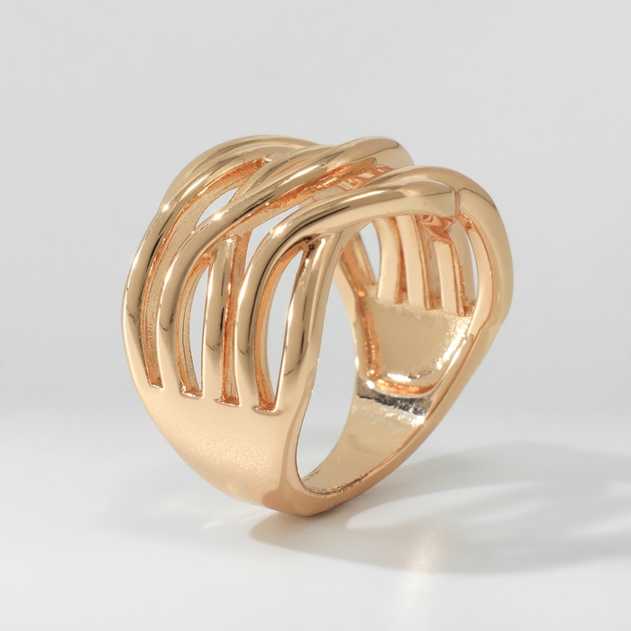 Кольцо металл «Тренд» тройное переплетение, цвет золото, размер 18