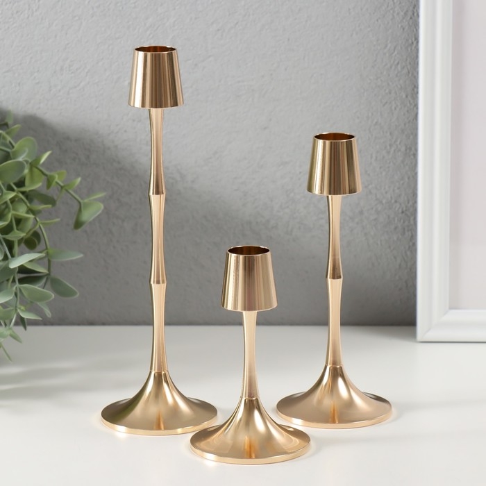 Подсвечник металл Подсвечник металл "Утончённый зауженный" d=2 см, набор 3 шт h=21,5 см, 16 см, 11 см