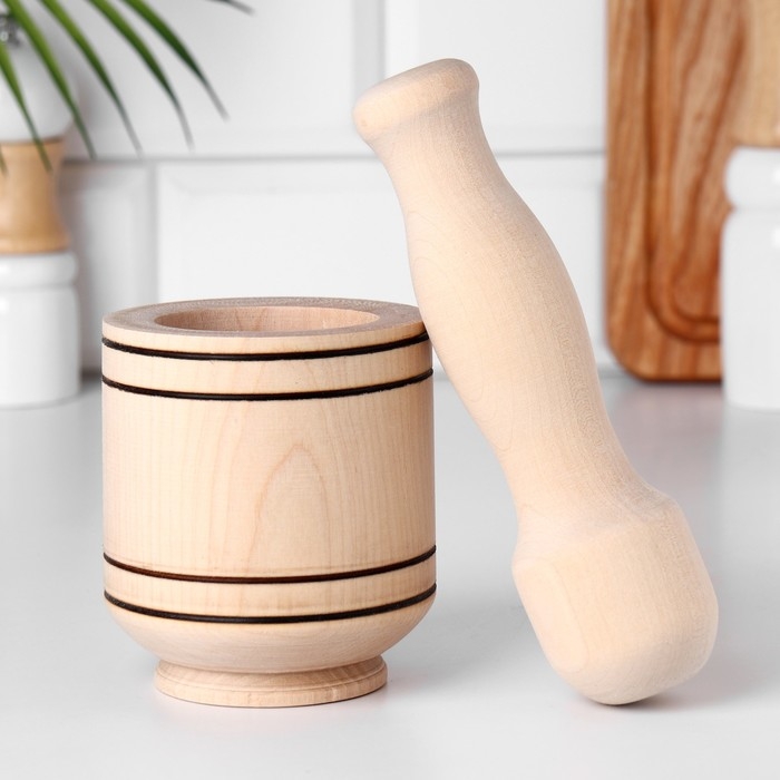 Ступка для специй с пестиком деревянная, микс Ступка для специй с пестиком деревянная, микс