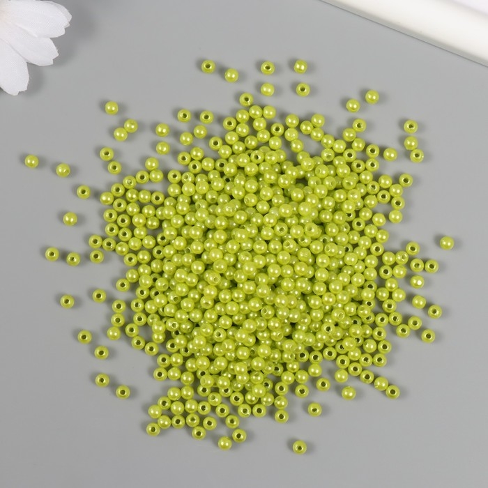 Набор бусин Набор бусин "Жемчуг" d 4 мм, 250 гр, салатовый