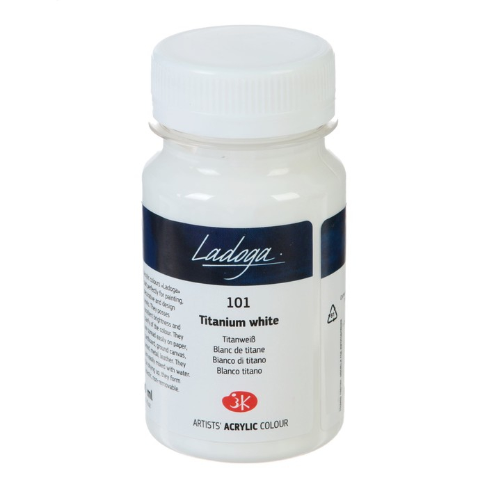 Краска акриловая художественная в банке 100 мл, ЗХК Краска акриловая художественная в банке 100 мл, ЗХК "Ладога", белила титановые, 2227101