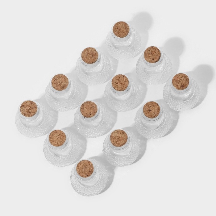 Набор баночек стеклянных для специй с пробковой крышкой Доляна «Парфе», 50 мл, 5,5×7 см, 12 шт Набор баночек стеклянных для специй с пробковой крышкой Доляна «Парфе», 50 мл, 5,5×7 см, 12 шт