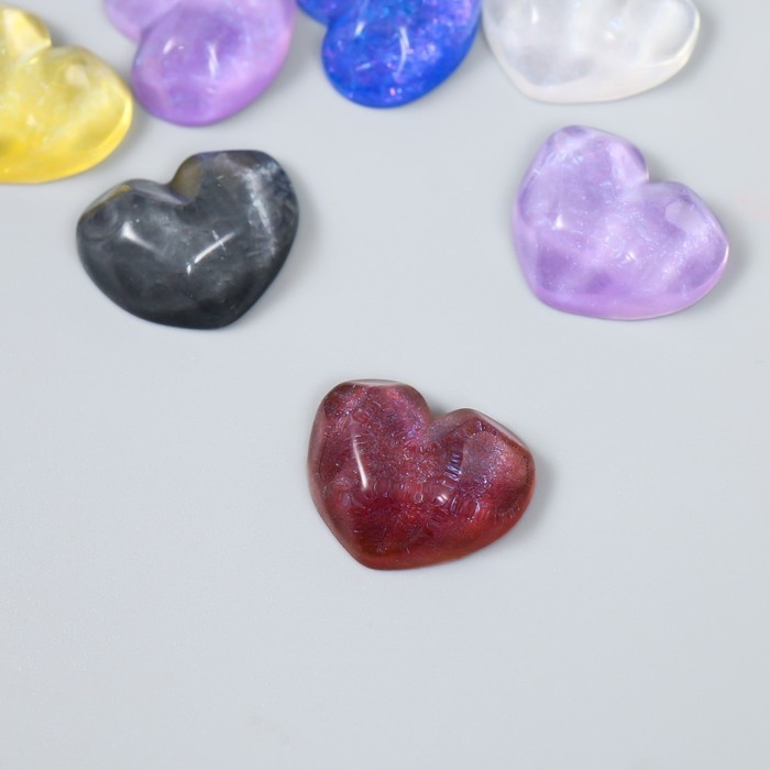 Декор для творчества пластик Декор для творчества пластик "Сердце с гранями" блеск набор 10 шт МИКС 2,1х1,7х0,7 см