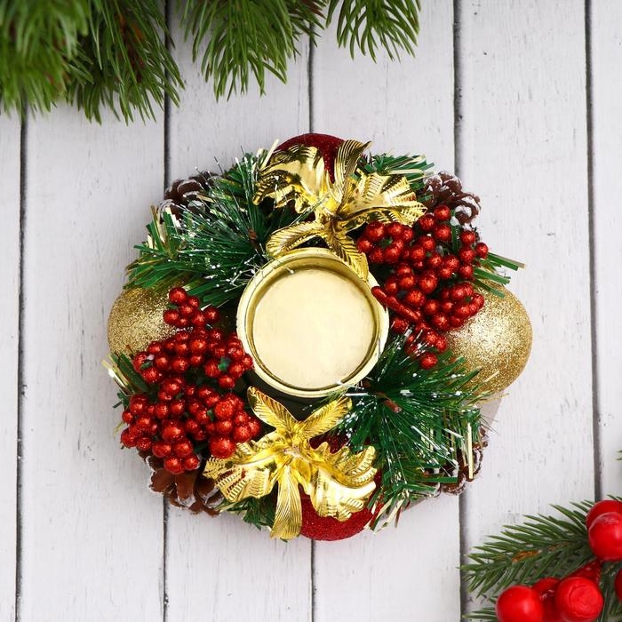 Подсвечник на одну свечу Подсвечник на одну свечу "Грациозо" с ягодками, 13 см отв d-4 см