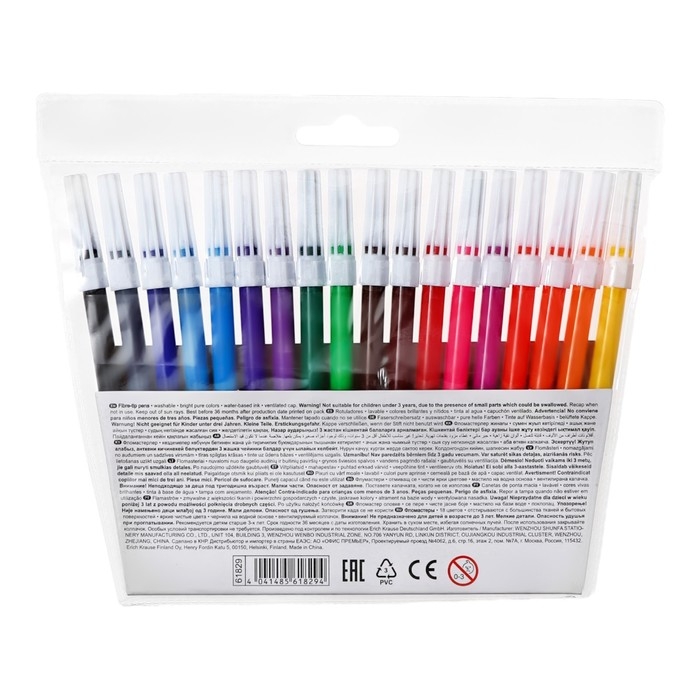 Фломастеры 18 цветов ErichKrause  Фломастеры 18 цветов ErichKrause "light", в футляре с европодвесом