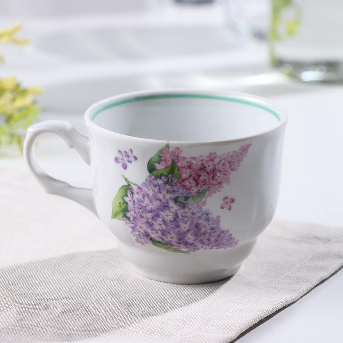 Чашка чайная фарфоровая «Сирень», 250 мл Чашка чайная фарфоровая «Сирень», 250 мл