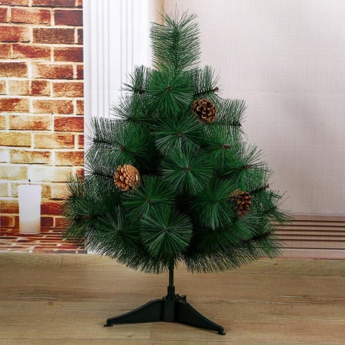 Кедр зеленый шишки 60 см, d нижнего яруса 50 см, d игл 10 см, 35 веток, пласт подставка Кедр зеленый шишки 60 см, d нижнего яруса 50 см, d игл 10 см, 35 веток, пласт подставка