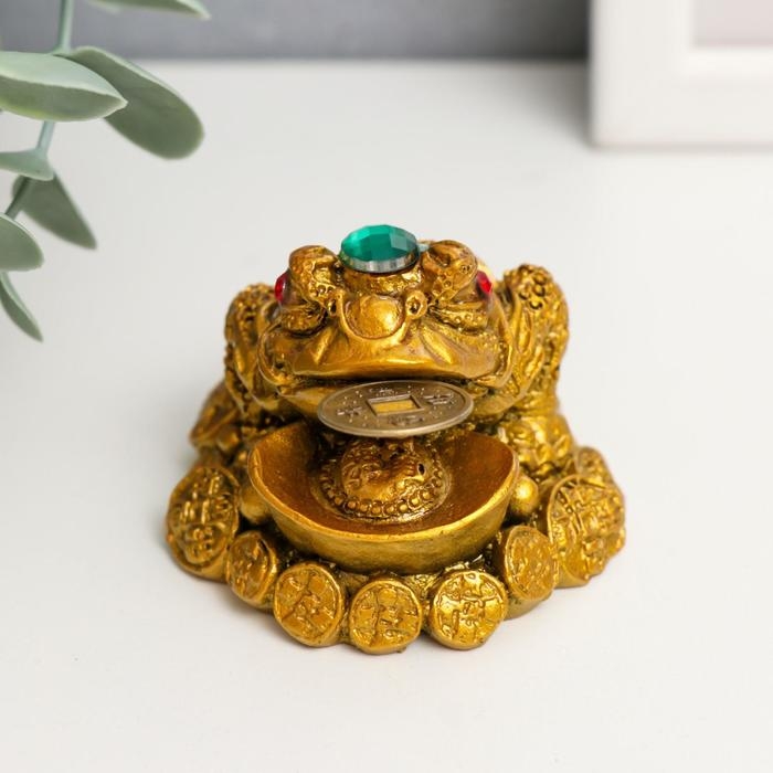 Нэцкэ бронза Нэцкэ бронза "Жаба на монетах с чашей" 7 х 6 х 5 см