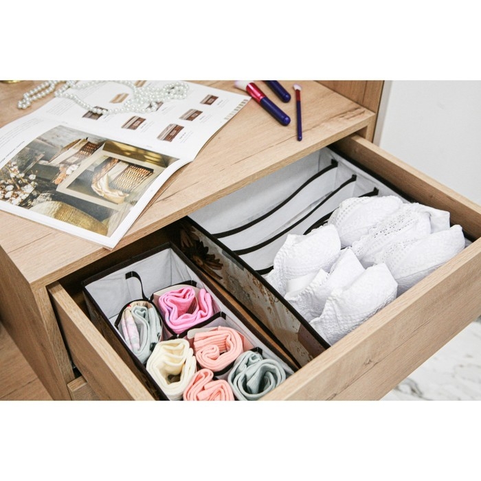 Органайзер для хранения белья Доляна «Астра», 7 ячеек, 34×30,5×10 см, цвет коричневый Органайзер для хранения белья Доляна «Астра», 7 ячеек, 34×30,5×10 см, цвет коричневый