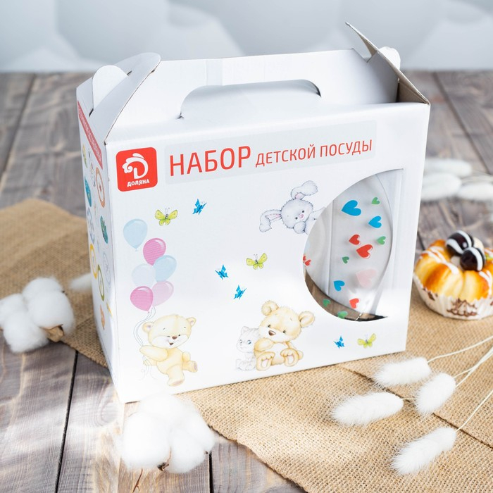 Набор детской посуды Доляна «Зайчонок», 3 предмета: кружка 200 мл, миска 450 мл, тарелка d=20 см Набор детской посуды Доляна «Зайчонок», 3 предмета: кружка 200 мл, миска 450 мл, тарелка d=20 см