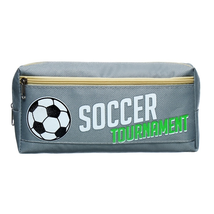 Пенал школьный на молнии Calligrata Пенал школьный на молнии Calligrata "Футбол", 2 отделения, серый