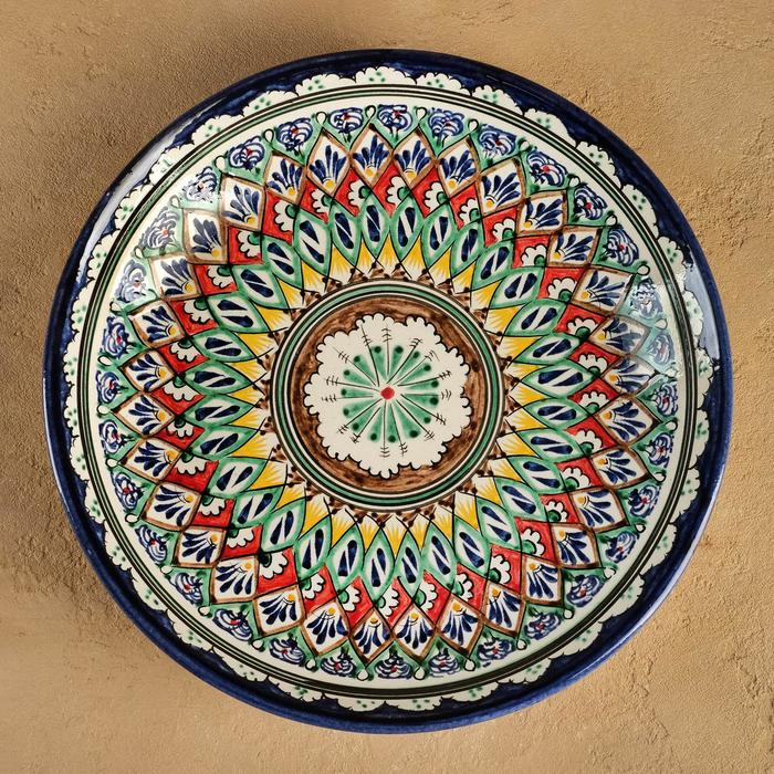 Ляган Риштанская Керамика Ляган Риштанская Керамика "Узоры", 25 см, синий микс