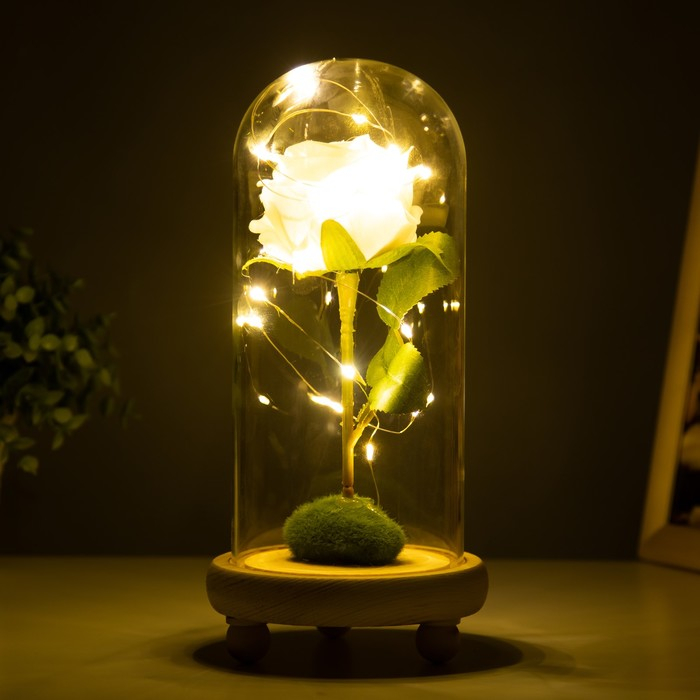Ночник колба Ночник колба "Роза белая" LED 3ААА 10х10х20 см RISALUX
