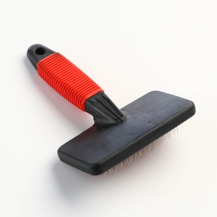 Пуходерка  Пуходерка "Риф" без капель с резиновой ручкой, средняя, 10 х 14 см, чёрно-красная