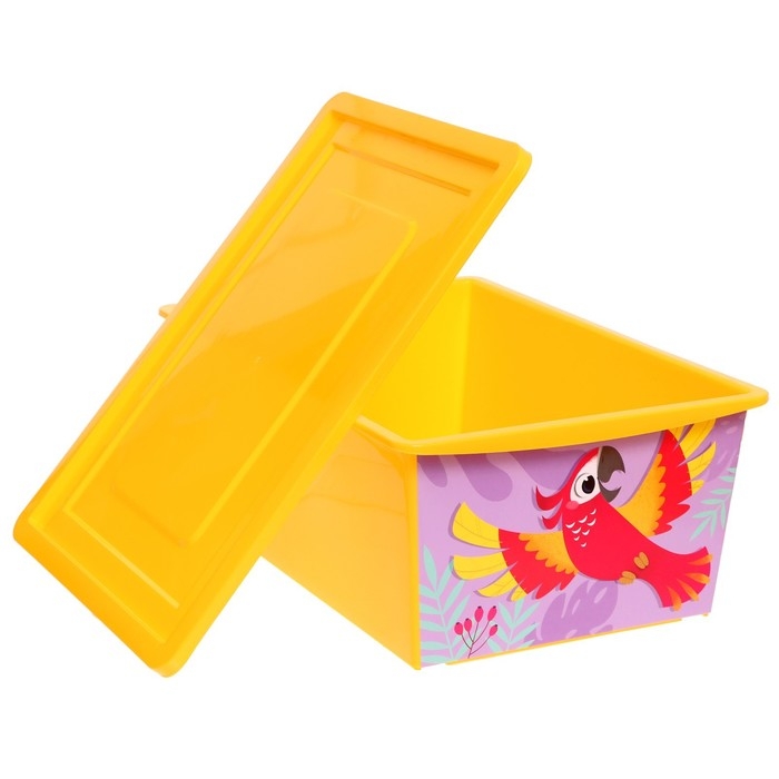 Ящик для игрушек, с крышкой, «Веселый зоопарк», объём 30 л, цвет жёлтый Ящик для игрушек, с крышкой, «Веселый зоопарк», объём 30 л, цвет жёлтый